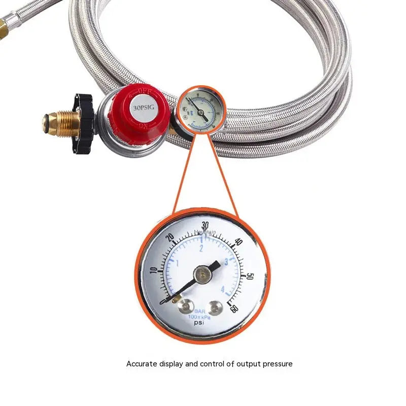 12 ft Propane High Pressure Adjustable Pressure Reducing Valve With Pressure Gauge Trails & Tactics