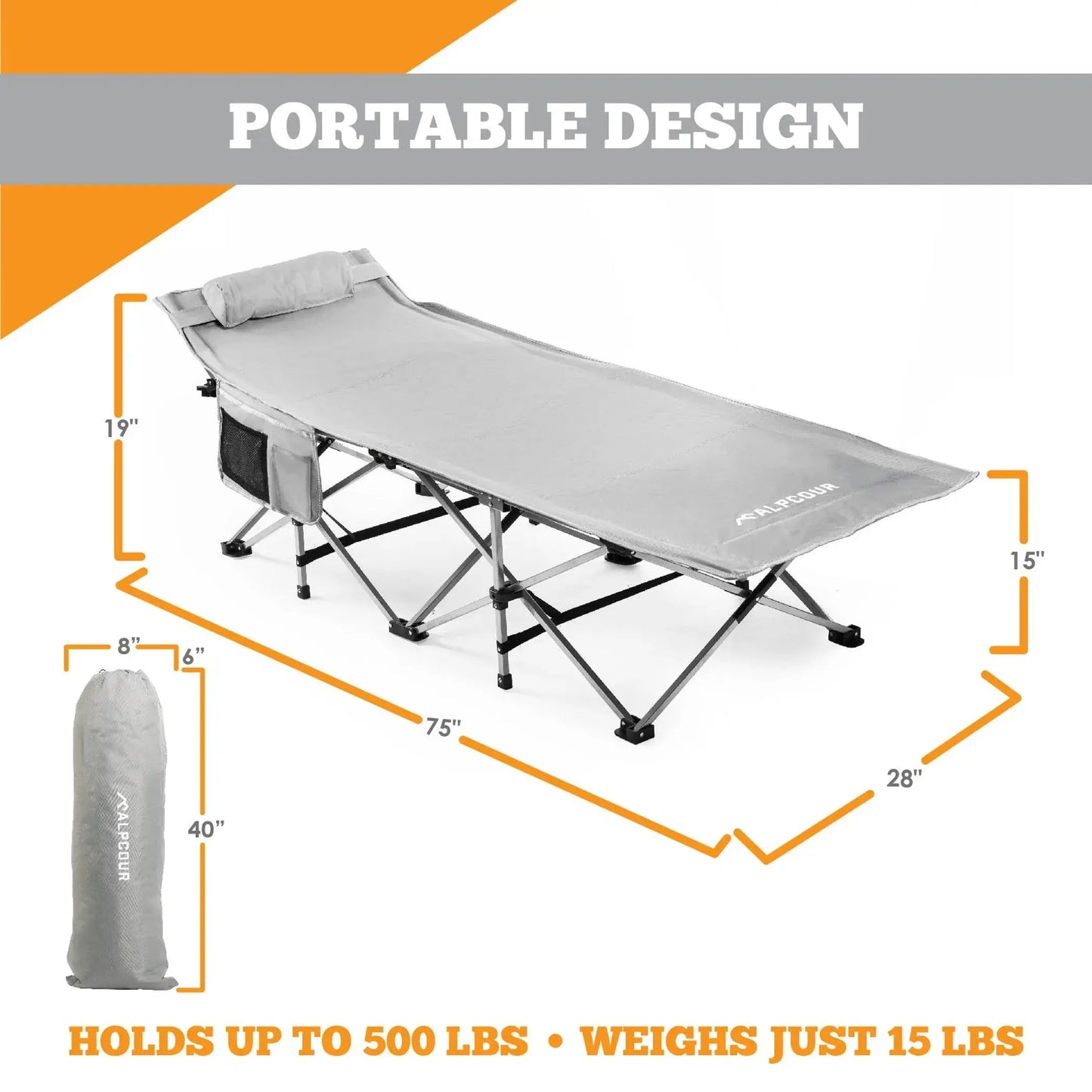 Alpcour Folding Camping Cot - Extra-Large North Stiles Group